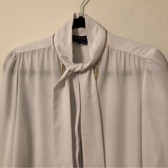 Louis Vuitton Uniforms Semi-Sheer White And Gold Button Up Blouse Dress Shirt - Picture 3 of 15